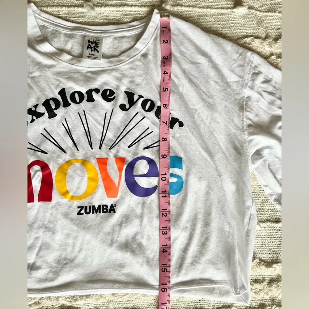 Zumba Fitness Explore Boxy Crop Top With Raw Edges Wear It Out White small - Picture 6 of 8